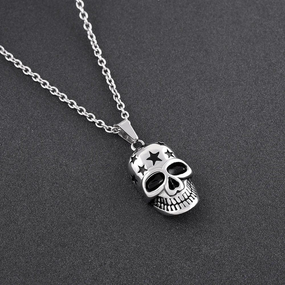 Man Punk Shadow Suspension Cremation Urn Ashes Pendant Necklace Rock/Hiphop Skeleton Charm Memorial Ash Keepsake for Pet/Human | Украшения