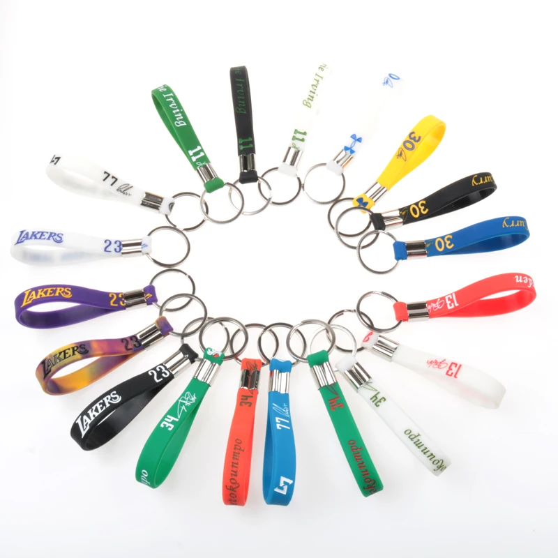 

Wholesale 100pcs/lot Basketball Players Wrsitbands James Irving harden Doncic Sport Silicone Bracelets keychains