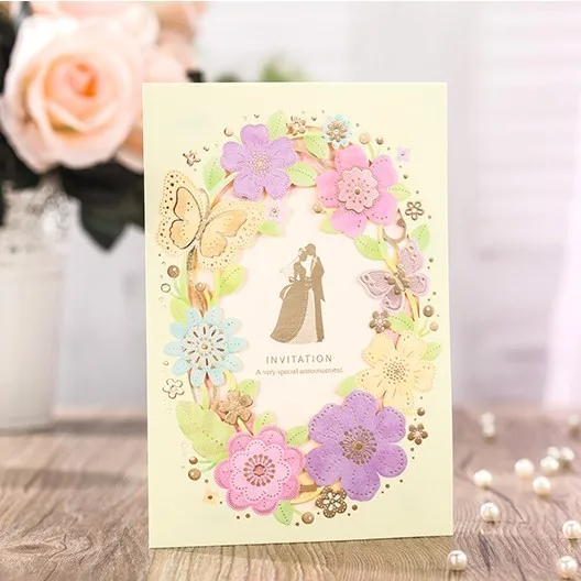 Wonderful Wedding Invitations 2016 Colorful Flower Erfly Wonderful Wedding Invitations 2016 Colorful Flower Erfly Party Cards In Free Printing Envelope 50pc