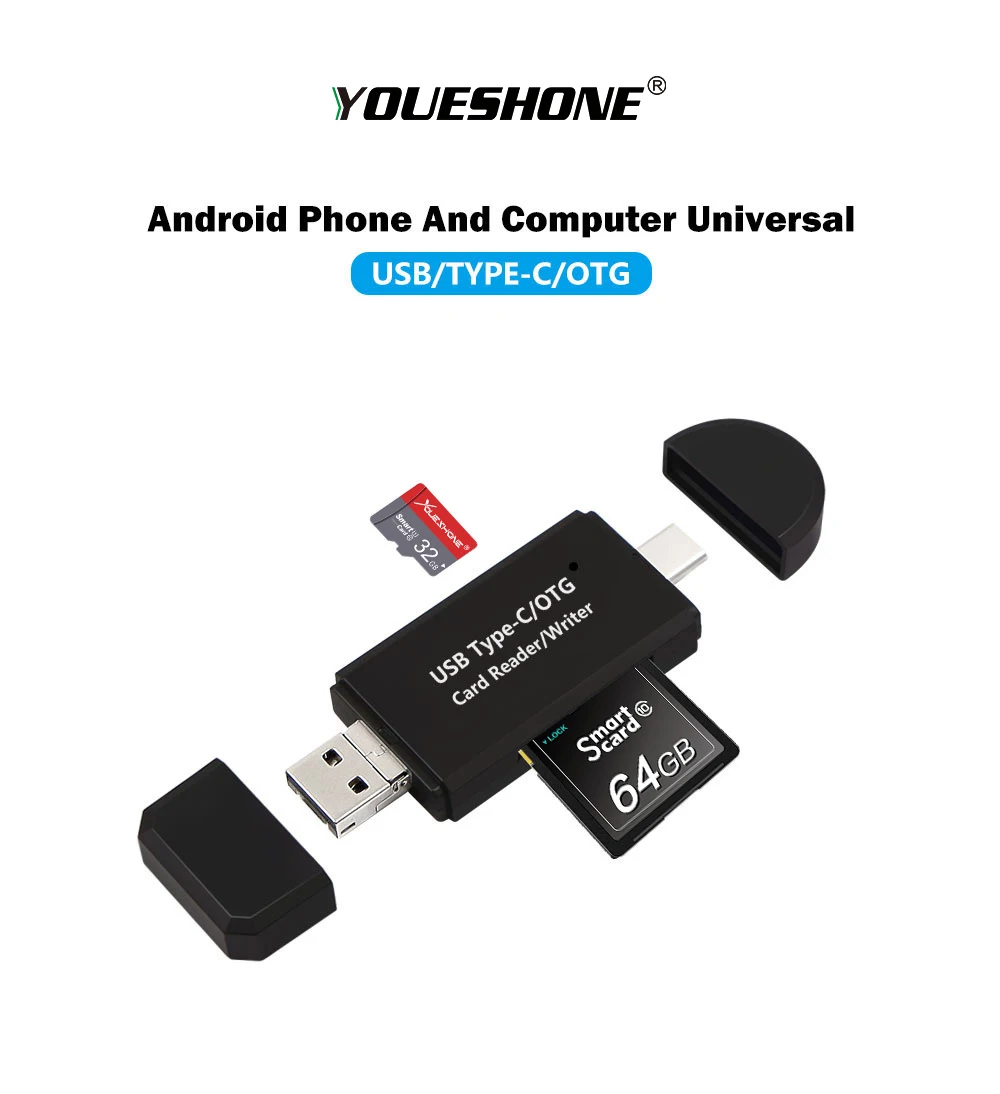 USB 2,0 OTG/type-C Кардридер высокоскоростной передачи типа C, micro USB и USB 3 в 1 OTG кардридер для Android компьютера