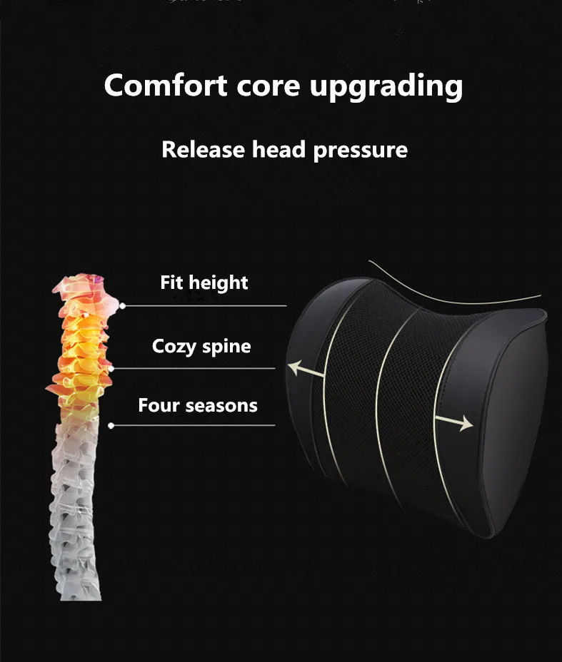 Новинка, Автомобильная подушка для шеи и поясная подушка под голову в машине, набор, хлопковая подушка с памятью на талии, подушка для автомобиля из ПУ, для четырех сезонов