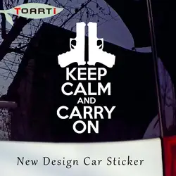 12*22 см Keep Calm And Carry On пистолет виниловая наклейка стикер автомобиля Книги по искусству Дизайн Водонепроницаемый стайлинга автомобилей окно