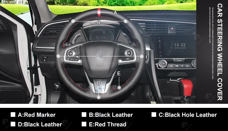 MEWANT черный натуральная кожа Красный Маркер чехол рулевого колеса автомобиля для Honda Civic 10 CRV CR-V запчасти
