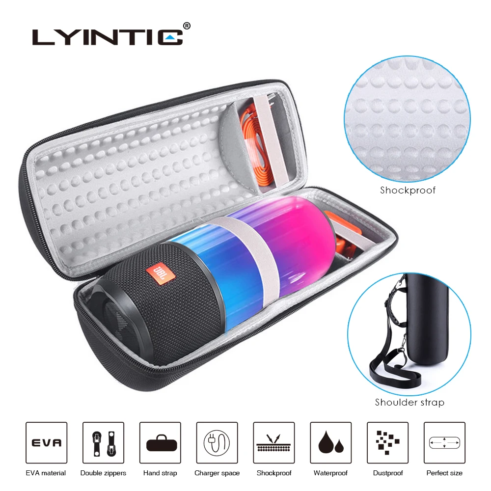 

EVA Protective Travel Carry Speaker Pouch Cover Bag Case For JBL Pulse 3 Pulse3 Speaker-Extra Space For Plug&Cable(With Belt)