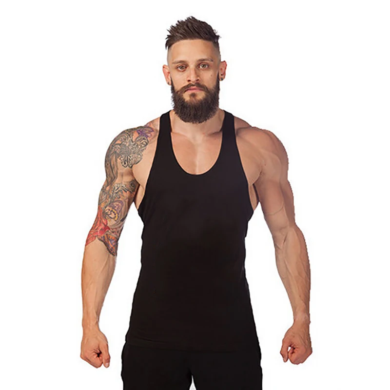 

New Running Vest Men Fitness Sleeveless Undershirt Bodybuilding Stringer Tank Top Gym Training Clothing Y Back Sport t shirt Men