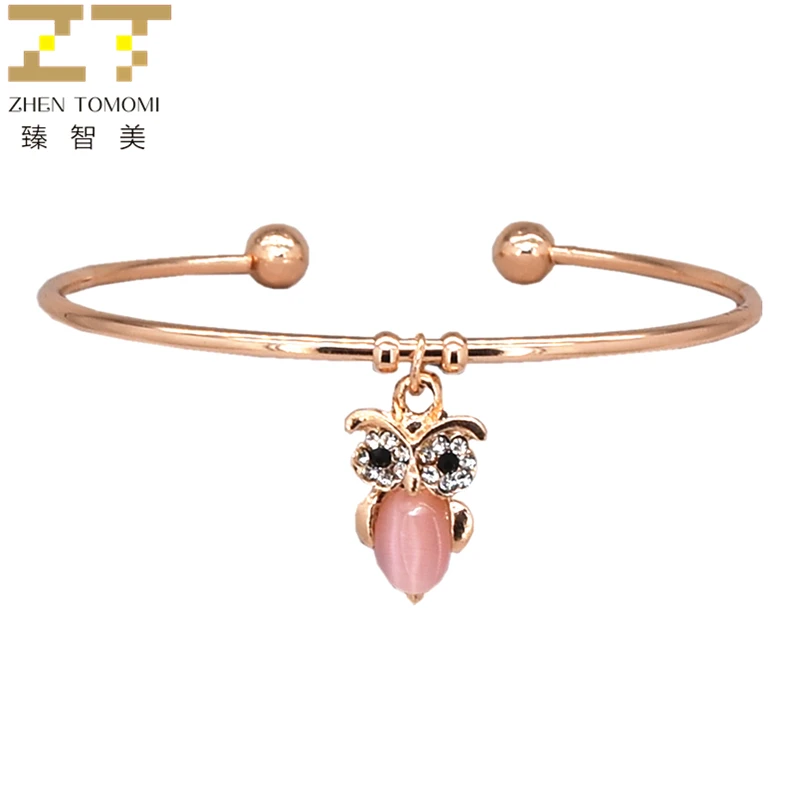 

2019 New Fashion Arrival Ladies Temperament Lovely Crystal Owl Open Adjustable Size Charm Cuff Bracelets Bangles Women Jewelry