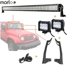 Marloo Para Jeep Wrangler JK 07-18 Conjunto de 50 “288 W CONDUZIU a Luz do Bar W/Fiação + 2 Pcs 4” 18 W Luzes de Trabalho + JK Superior Ventosa Bracket