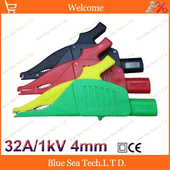

2PCS Five color Alligator Clip with 4mm jack,Brass+PA,93mm Alligator Cable Clip,Safety insulation,32A/1kV Free Shipping