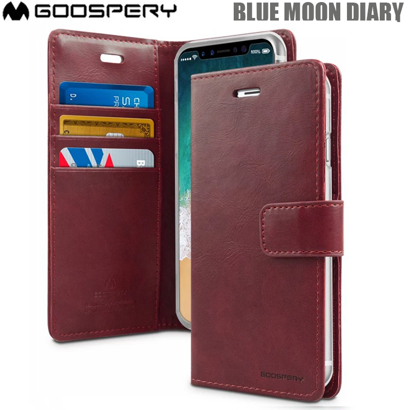 Оригинальный чехол бумажник Mercury Goospery Blue Moon Diary с кожаным магнитом и откидной