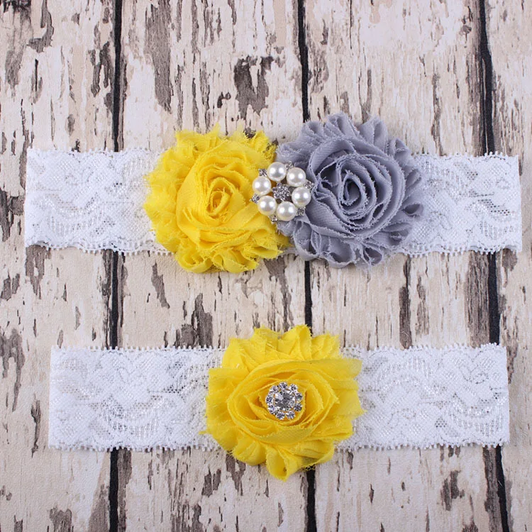

Mom and Me grey shabby flower Headband Set wedding Cute lace Head Wraps daughter Mommy rhinestone Hairband 1 Set