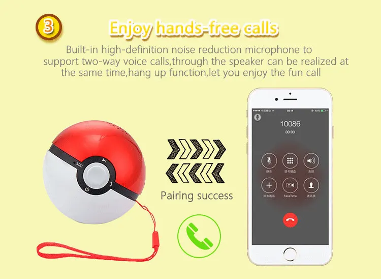 YOTEEN портативный Pokemon Go Pokeball динамик мини супер бас беспроводной громкий динамик Bluetooth V4.0 музыка Громкая связь аудио динамик s