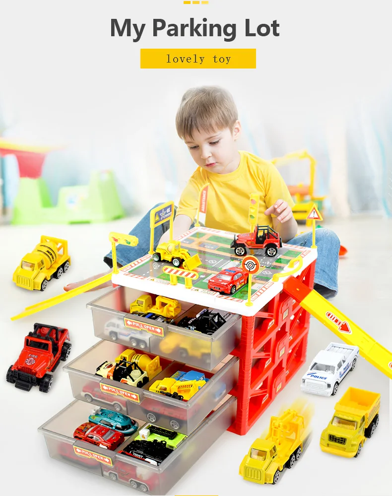 Huanger детские автомобильные игрушки мини-стоянка 6 шт. коробка для хранения автомобилей DIY дорожные знаки автомобиль слот модель игрушки навес для автомобиля игрушечный гараж для детей