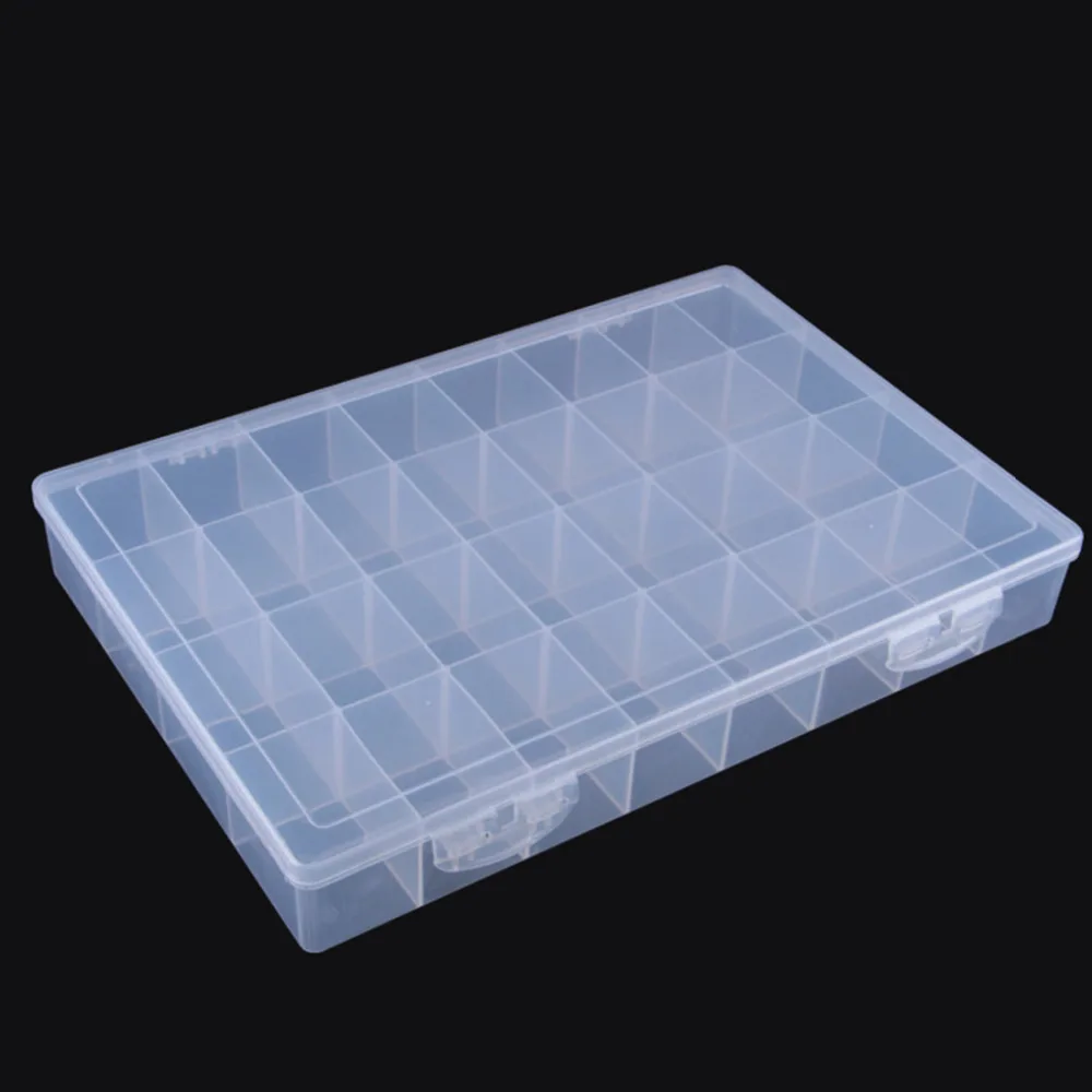 

36 check Plastic Comparted Tool Collect Case Components Box Clear White