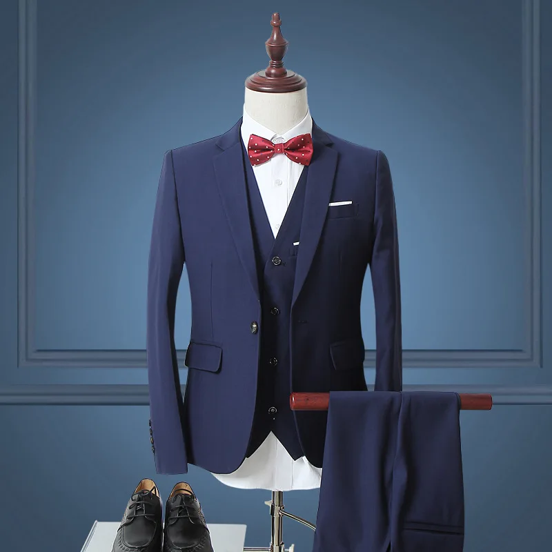 enlarge code mans suit suit self cultivation 3 set solid color suit affairs leisure time marry enlarge a picture