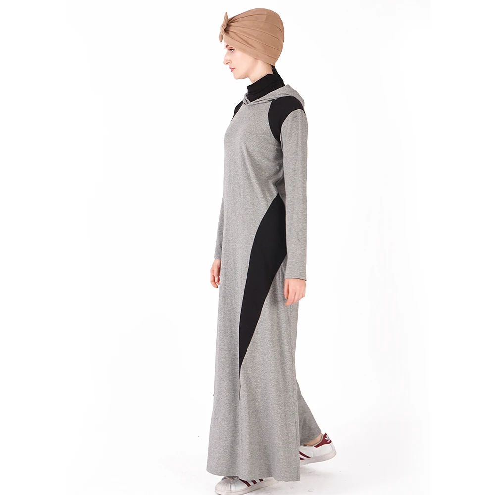 Хлопок Abayas с Капюшоном Платья Повседневное лоскутное длинное платье арабских полной длины кафтан Турция Ближний Восток мусульманских