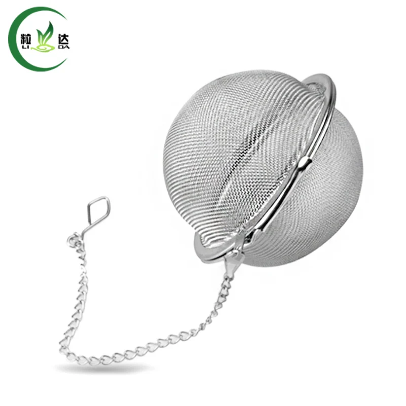 Stainless Steel Tennis Ball Shaped Tea Strainer Filter With Chain Green Tea Infuser in Tea