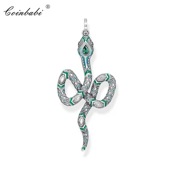 

Pendant Green Snake 2019 Spring New 925 Sterling Silver For Women Fashion Europe Key Chains Jewelry Bohemia Gift Fit Necklace