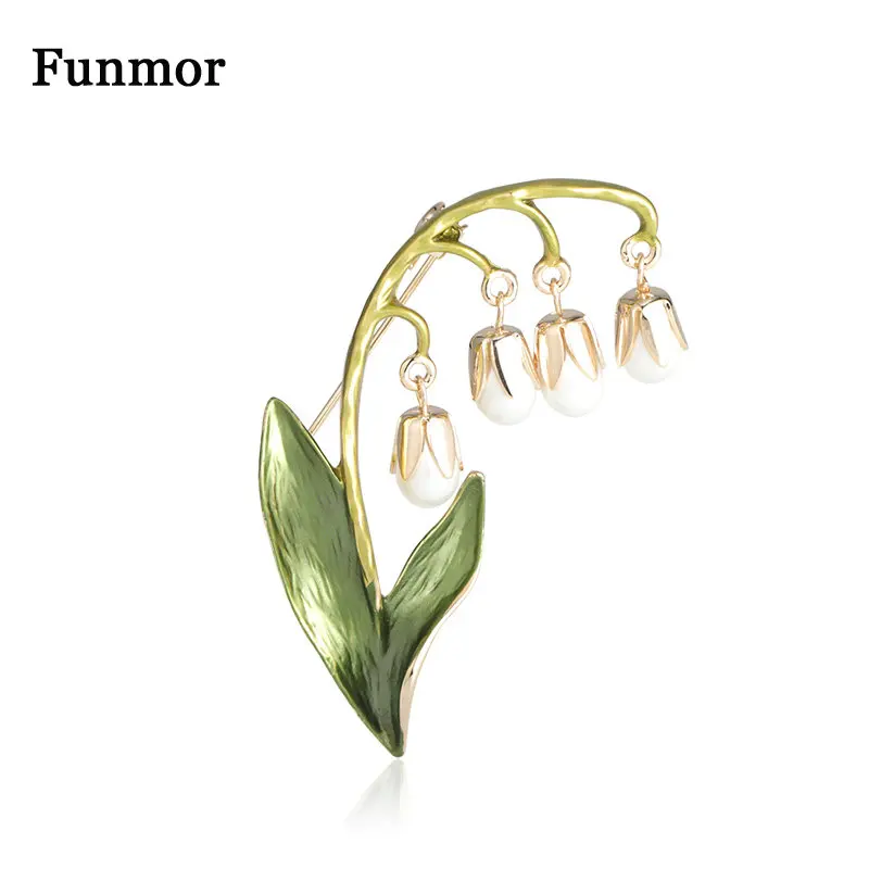 

Funmor Elegant Little Lily Brooch Enamel Pin Plant For Women Female Banquet Prom Wedding Accessories Dress Coat Bag Ornaments