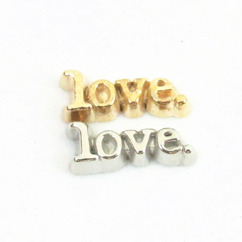 

Hot selling Gold and Silver Letter love floating charm for DIY floating locket charm fit glass living locket pendant jewelry