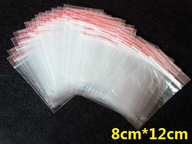 100 шт./лот 8x12 см ювелирных изделий Ziplock Молнии Замок Reclosable Пластиковые Поли