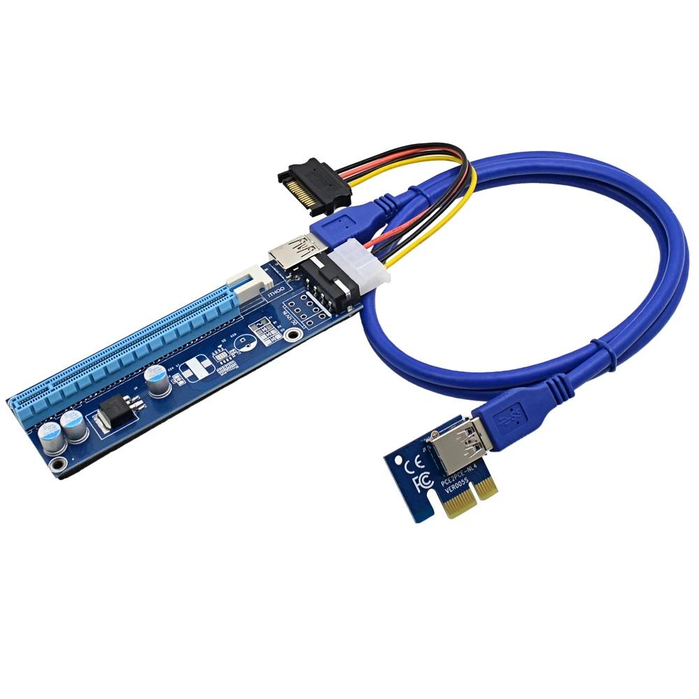 CHIPAL 10 шт. 1 м PCIe Riser Card PCI E 1x к 16x удлинитель + USB 3 0 кабель для передачи данных/SATA 4 Pin