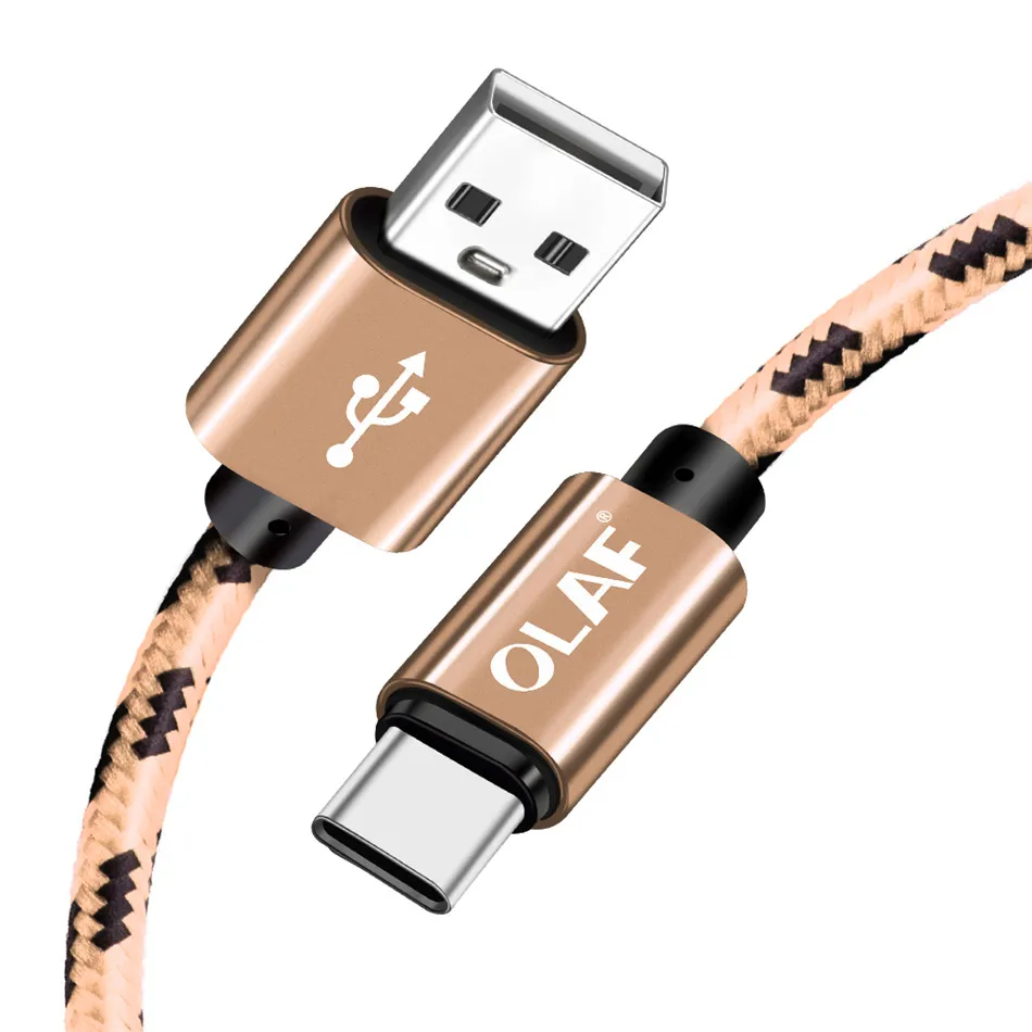 Олаф usb type-C кабель 3A Быстрая зарядка type-C USB кабель для samsung S10 S9 S8 Note 9 8 huawei Xiao mi 6 mi 9 USB C шнур для передачи данных - Цвет: Gold