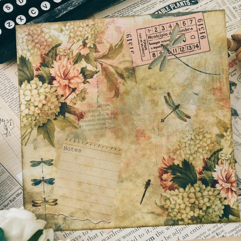 Borboleta do Vintage Material de Fundo Planta Flor Coruja Floresta Retro Carta Selo Pode Escrever Papel Ácido Sulfúrico Adesivo 18pcs - 17 18pcs planta borboleta Do Vintage flor coruja