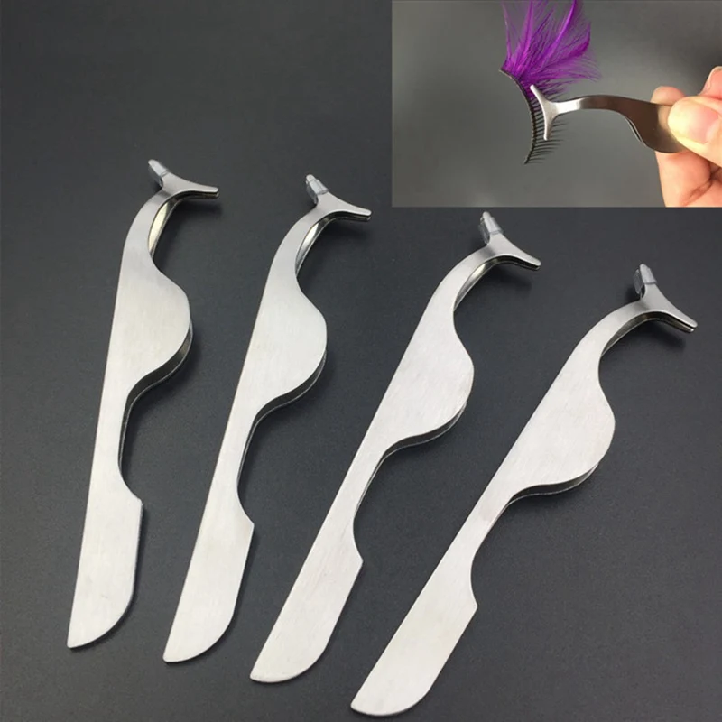

1 PC Eyelash Tweezers Beauty Makeup Tools Multifunction Stainless Auxiliary False Eyelash Curler Clip Make Up Accessories Tools