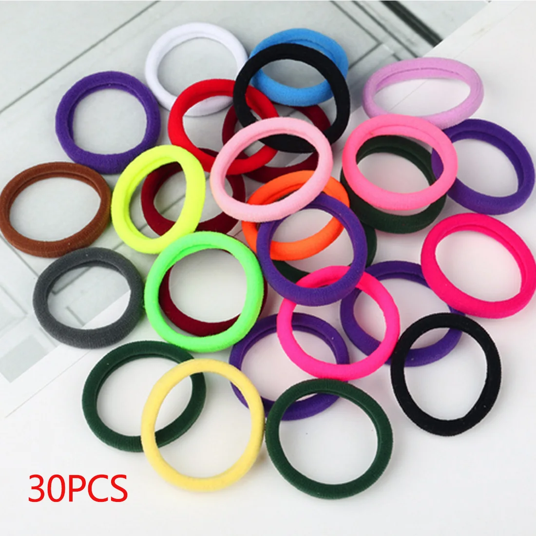 

30pcs/lot Candy Color Elastic Hair Rubber Bands Ponytail Holder Rope Seamless Gum for Hair Accessories for Girls