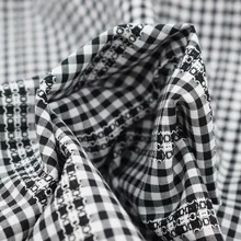 Модная французская черная и белая шахматная хлопковая открытая кружевная ткань для летнего платья рубашки telas tissu tecido