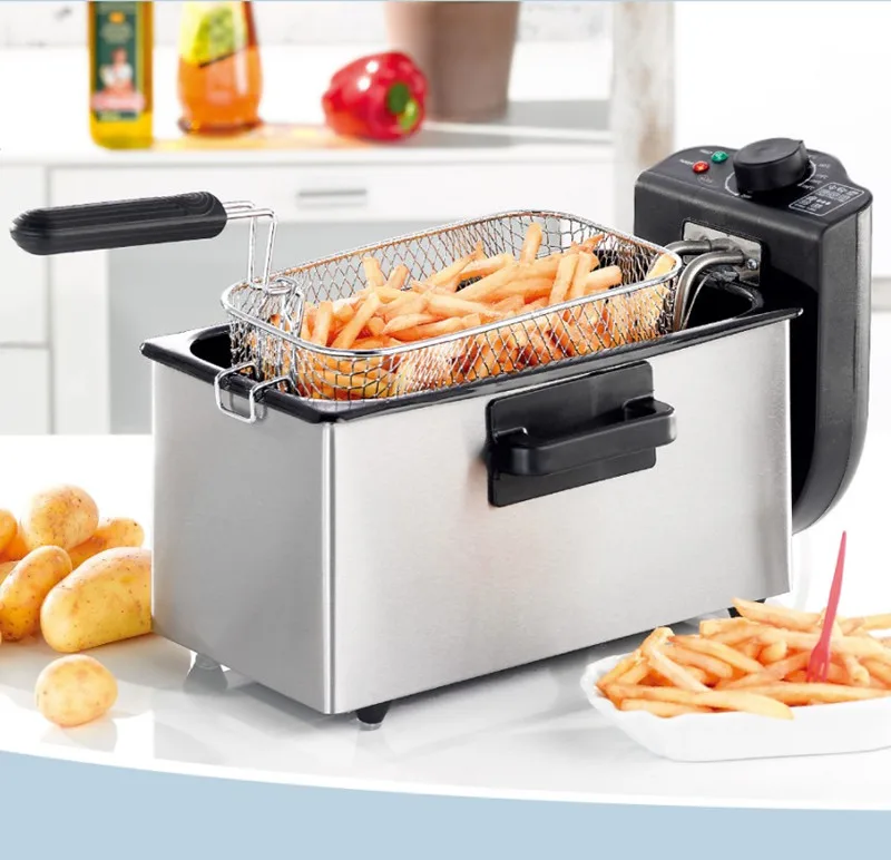 Electric Deep Fryers frying pan domestic French fries machine non-smoking  stainless steel thermostatic commercial elect NEW