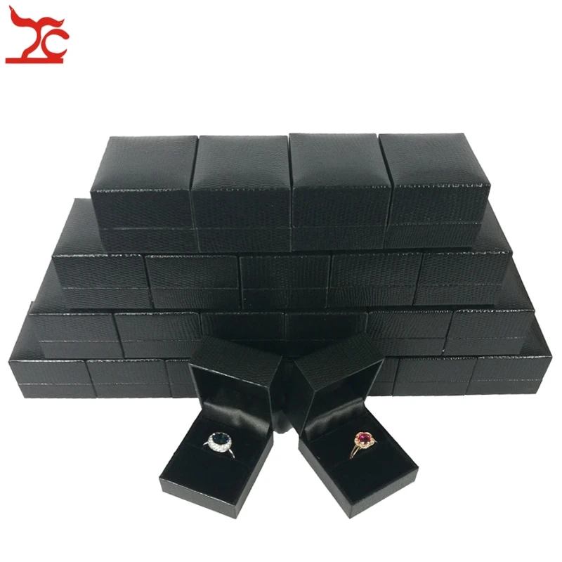 

EMS Free 120Pcs Black Jewelry Ring Organizer Box Leatherette Ring Storage Package Present Party Gift Box 5*4.5*3.5CM