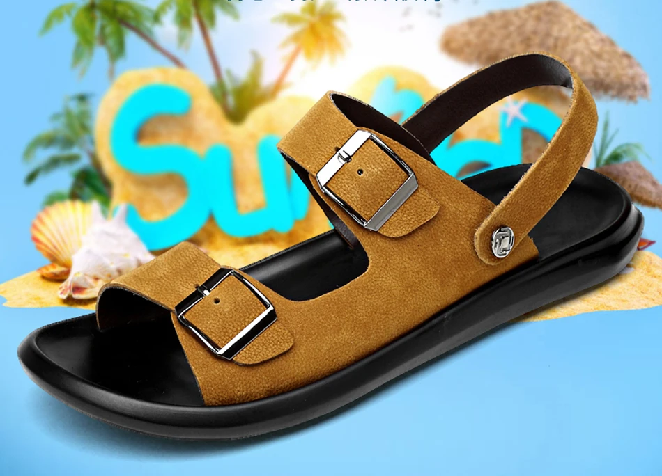 Новые мужские сандалии Летняя обувь из натуральной кожи мужские модные повседневные классические пляжные сандалии для мужчин дышащая обувь на платформе