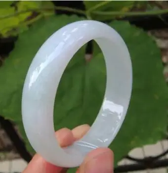

Free Shipping White 100% Natural Icy Type Jadeite Jade Bangle Bracelet 55~65MM