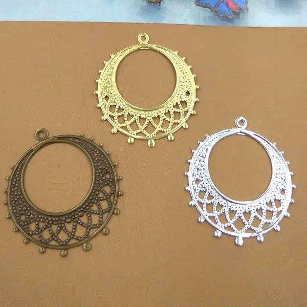 

50 PCS 25mm Metal Copper Sheet Filigree Wraps Round Pendant Connectors Charms DIY Findings For Jewelry Making