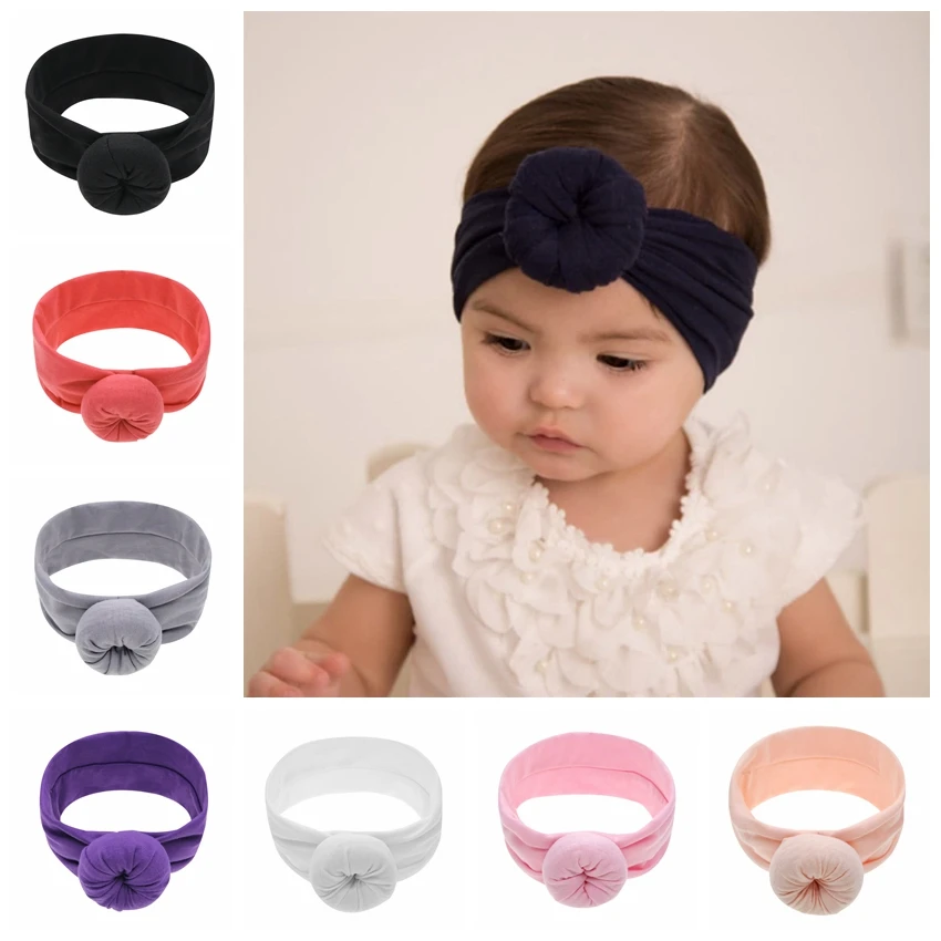 New Cotton Blend Nylon Baby Infant Headbands Circle Ear Turban Round