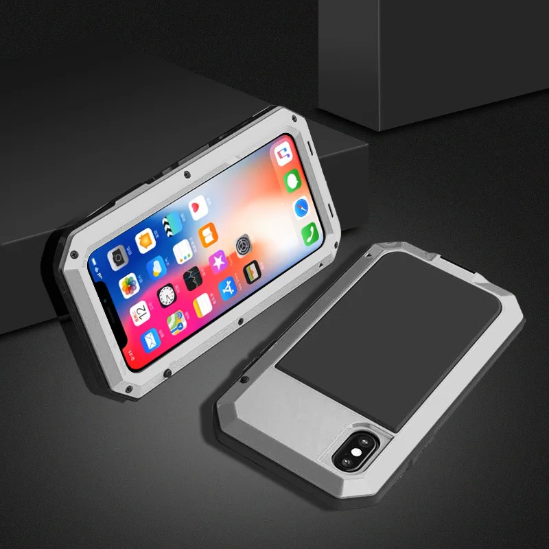 Сверхмощная защита Doom Armor металлический алюминиевый чехол для телефона чехол для iPhone 6 7 8 Plus X XS XR противоударный пылезащитный чехол - Цвет: White