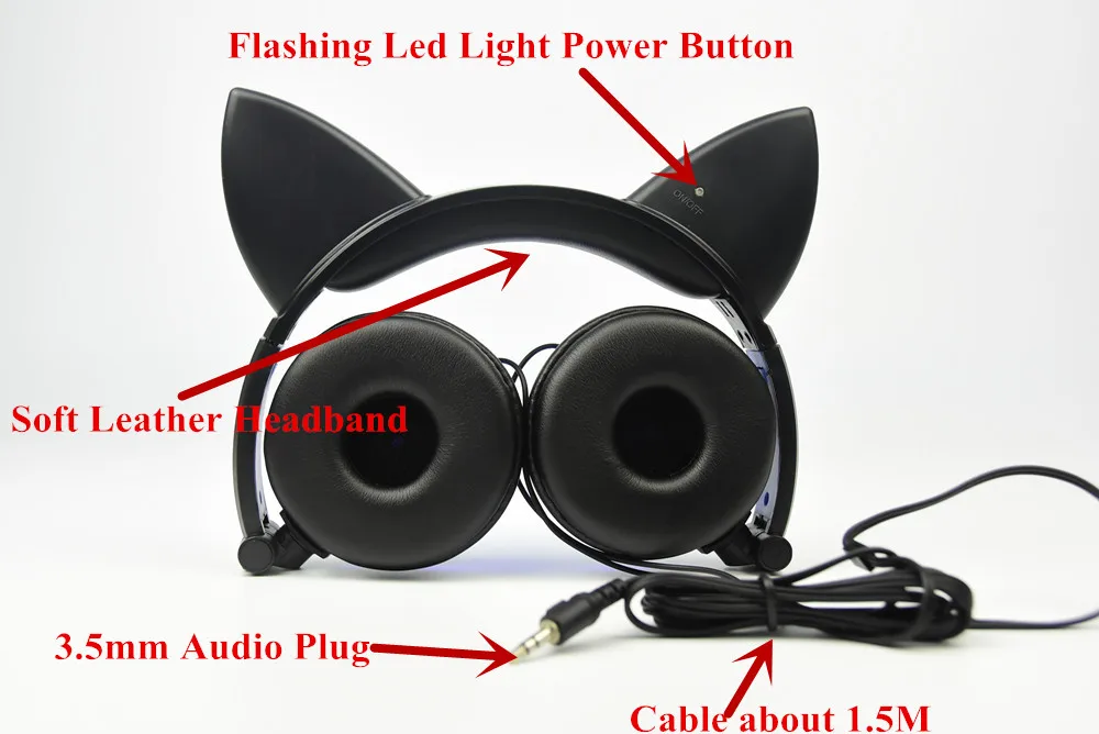 Кошачьи наушники светящиеся наушники с кошачьими ушками стерео 3,5 мм Проводная игровая гарнитура для ПК геймера мобильный телефон SP4 xbox ONE ноутбук