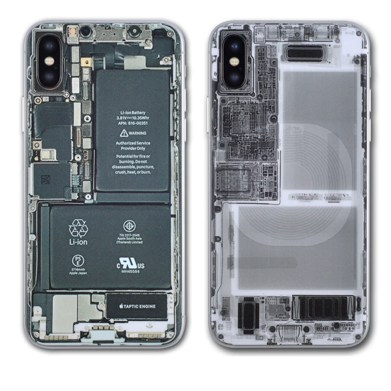 

X-ray and Circuit Board Camouflage Clear Back Film for iphone X DIY Stickers for Apple iphone 10 Full Back Conner Protection