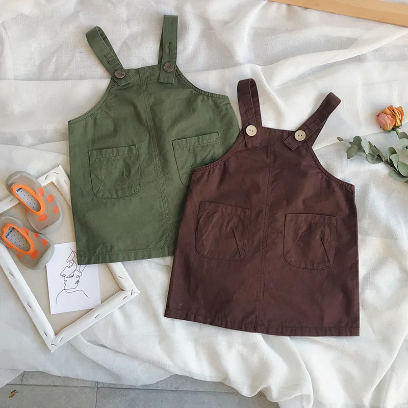 

2018 Autumn New Baby Girls Strap Dresses Fashion Baby Girl Overall Dress New Child Suspender Vest Jumper Strap Jumpsuits Dress