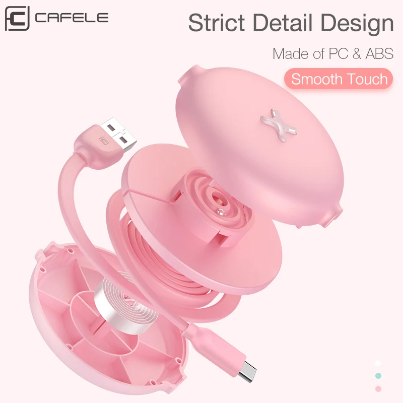 CAFELE Retractable type c usb Cable for samsung huawei xiaomi Candy colors Fast Charging Flat Usb cable Charger Data sync Cable