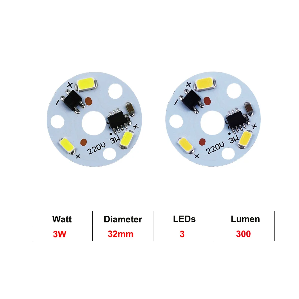 10 шт. светодиодный светильник, источник 220 В, интегрированный IC драйвер, светодиодный светильник 3 Вт 5 Вт 7 Вт 10 Вт 12 Вт 15 Вт 18 Вт 24 Вт 36 Вт 5730 SMD для дома, светильник ing JQ - Испускаемый цвет: 3W 32mm