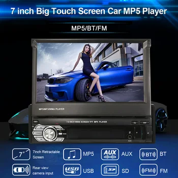 

Universal 7inch Retractable MP5 Player Car Stereo Radio Player Multimedia Entertainment with BT FM USB SD