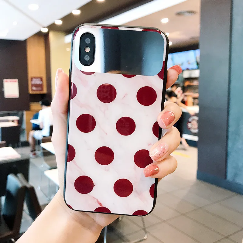 PEIPENG For iPhone 7 7Plus 6 6S 6Plus 8 8Plus X XR XS Max TPU  Luxury fashion retro Wave point mirror Anti-fall Phone case03