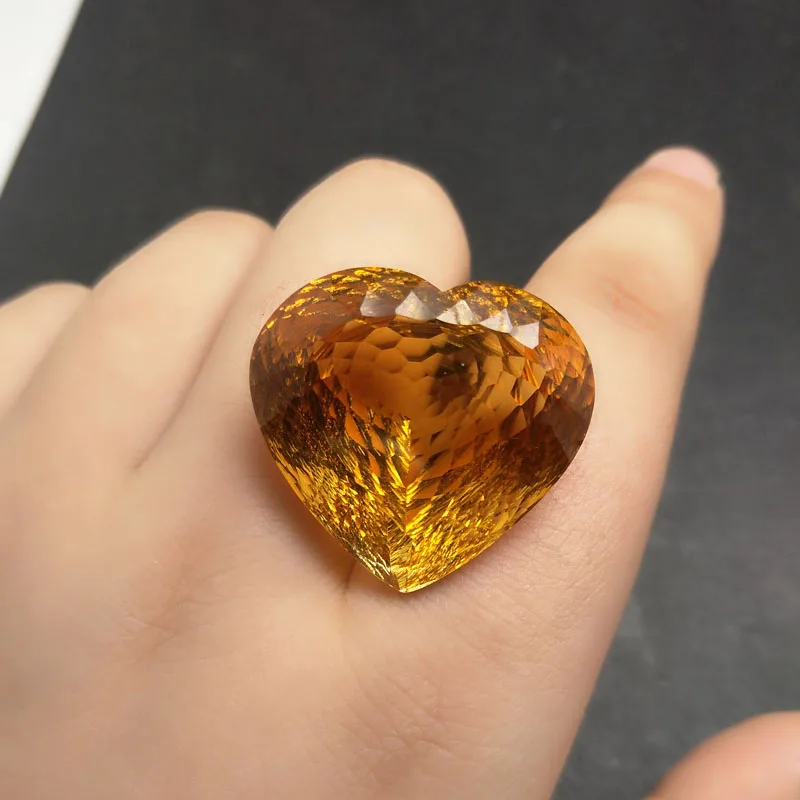 Tbj ,unique Natural citrine heart cut big size loose gemstone,top color new cutting,eyes catching brilliant cut for gold jewelry