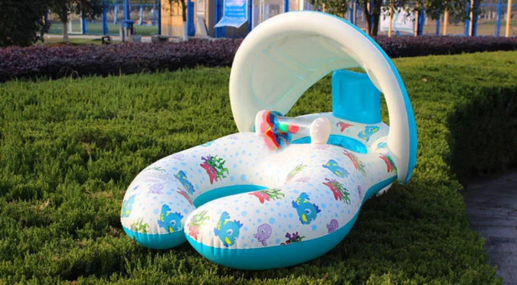 Детское кольцо для плавания, надувной круг для бассейна, вечерние игрушки для бассейна, детский солнцезащитный экран, безопасное сиденье с матрасом для воды для детей