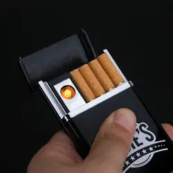 Многофункциональный черный портсигар с Перезаряжаемые электронный зажигалка портсигар