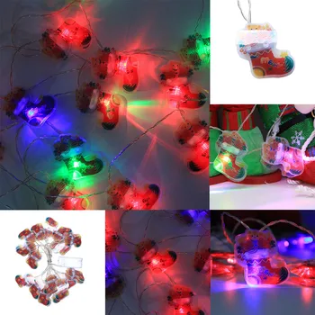

String Lights Christmas Socks Santa Claus 3.0m 16 LED Lights Party Home Decor Outdoor Indoor Xmas for Home Festival Lamp D#