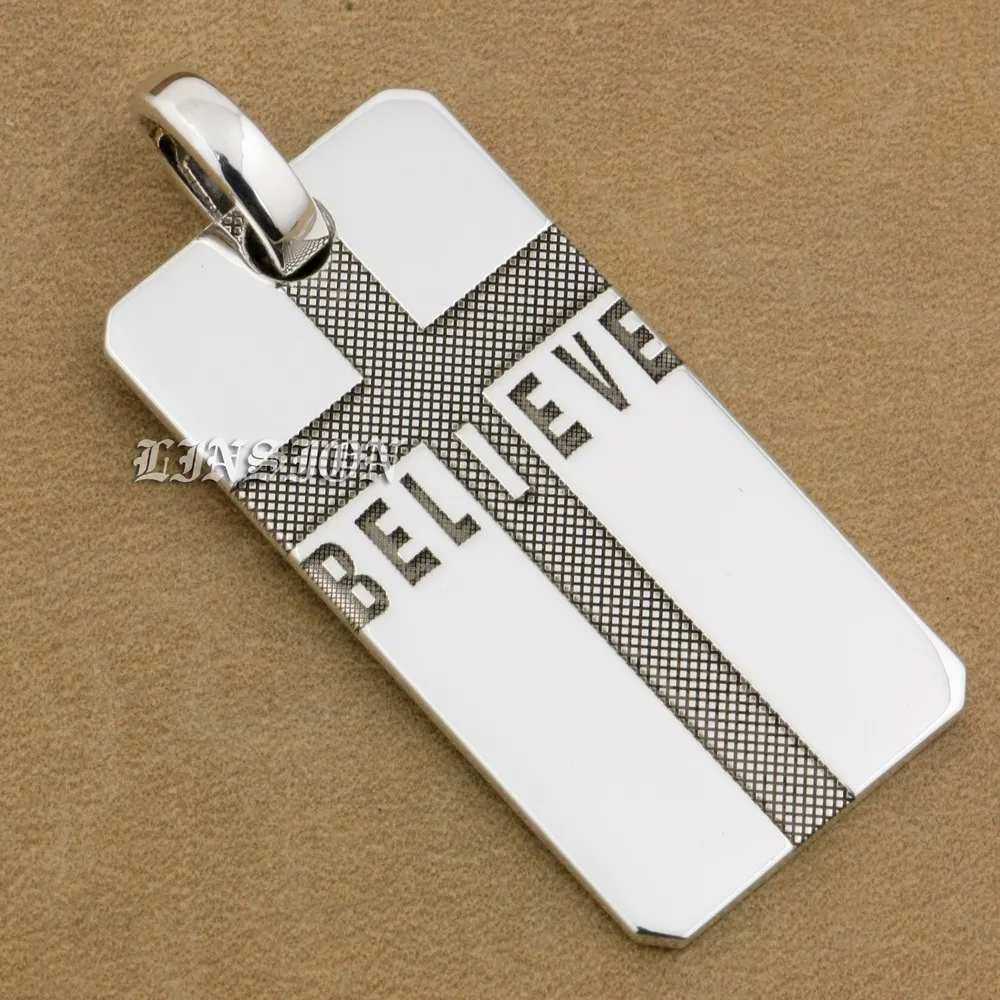

Handmade 999 Sterling Silver Believe Cross Charms Pendant 9X118 Customized Gift DIY Just Pendant