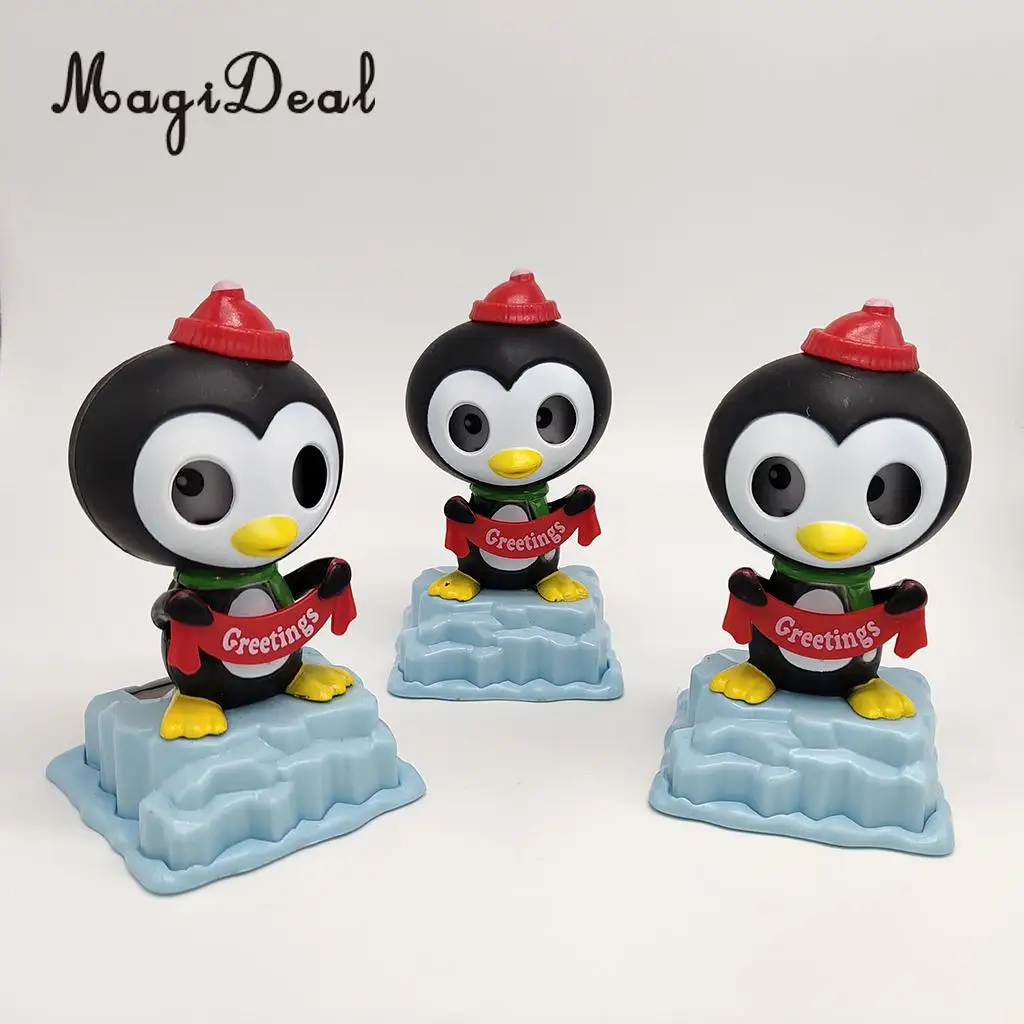 Solar Powered Bobbing Penguin Animal Figure - Fun Solar Science Toy Home Desktop Car Decor Bobbleheads Animal Pet Model